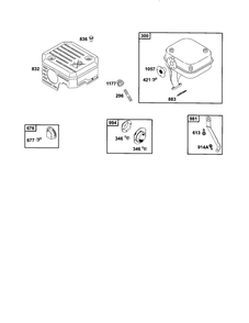 Muffler And Guard - High Mount Diagram and Parts List for 0103-0161 Briggs and Stratton Engine
